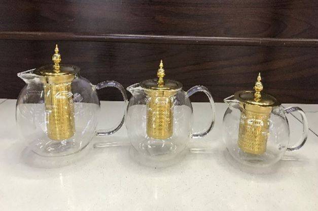 ابريق الشاي زجاج فلتر ذهبي 650مل