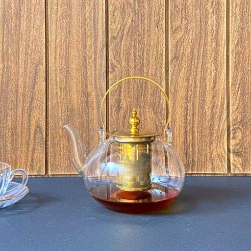 براد شاي زجاج فلتر أستيل ويد ذهبي 1200 ملم