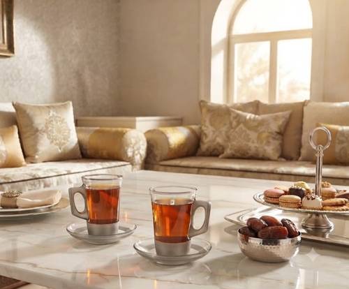 طقم شاي معتق تيتانيوم 6 حبة  بصحون