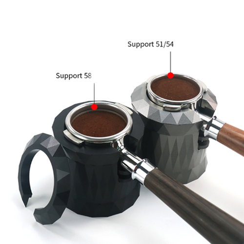 Adjustable anodized aluminum coffee portafilter holder