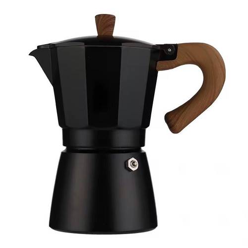 Black MOKA POT 300ml With wood handle