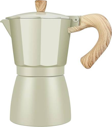 Cream MOKA POT 300ml With wood handle