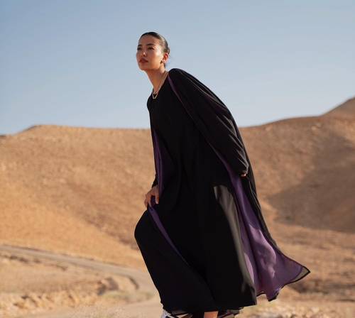Black Chiffon with Purple Underlayer