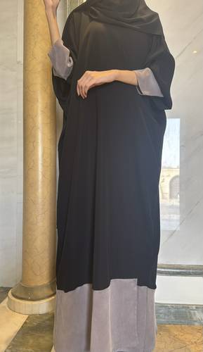 Grey Contrast Abaya