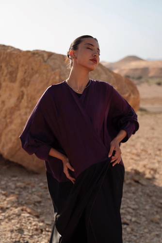 Flow Crepe Abaya in Purple