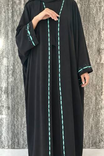 Embroidered Linear Detail in Tiffany Blue