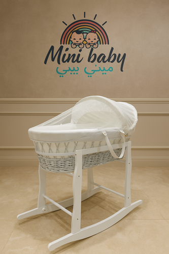 سله موسى شيال خيزران ابيض مفرش سكري 9377