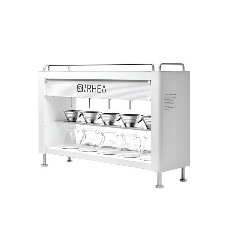 جهاز iRhea M5 Pro تحضير قهوة التقطير الاوتوماتيكي ب 5 مجموعات مع سخان مزدوج اللون الابيض