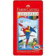 الوان خشبية مائية 12 لون مع فرشاة Faber-Castell 