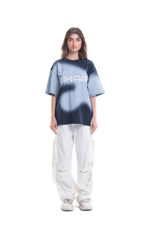 Spray Painted T-Shirt Blue