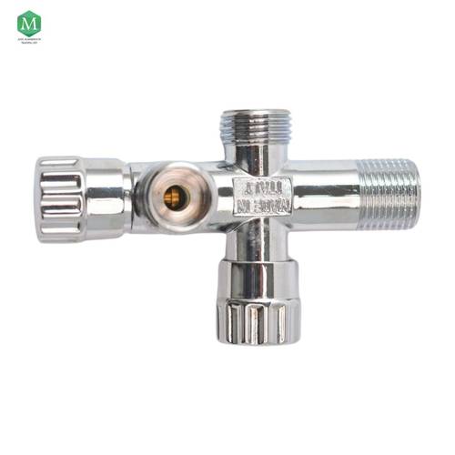 Double angle valve with two ports and two Italian valves