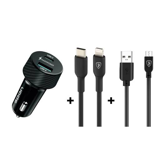 عرض Spon (شاحن سيارة 38 واط + كابل ايفون PD + كابل مايكرو USB)