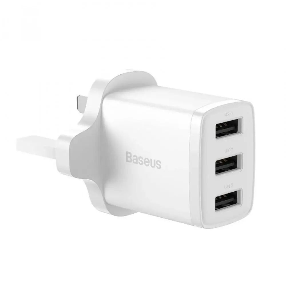 بيسوس - فيش جداري 3 مخارج usb بقوة 17w متعدد الالوان