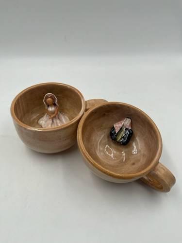 صحن وكوبين سيراميك - Bride & Groom