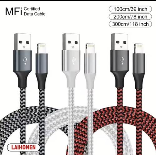 كابل شحن USB A إلى Lightning معتمد MFi لأجهزة آيفون 1 متر - 2 متر - 3 متر
