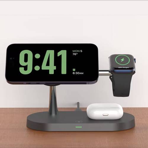 حامل شحن لاسلكي 3 في 1 لآيفون وApple Watch وAirPods – شحن سريع وآمن