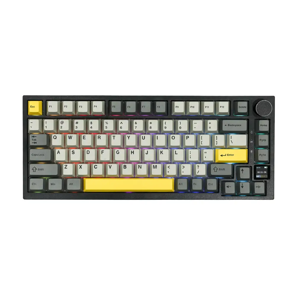اجاز لوحه مفاتيح AK820 Pro ميكانيكية بنسبة 75% بتثبيت Gasket، تدعم بلوتوث 5.1، اتصال لاسلكي بتردد 2.4G، واتصال سلكي عبر Type-C