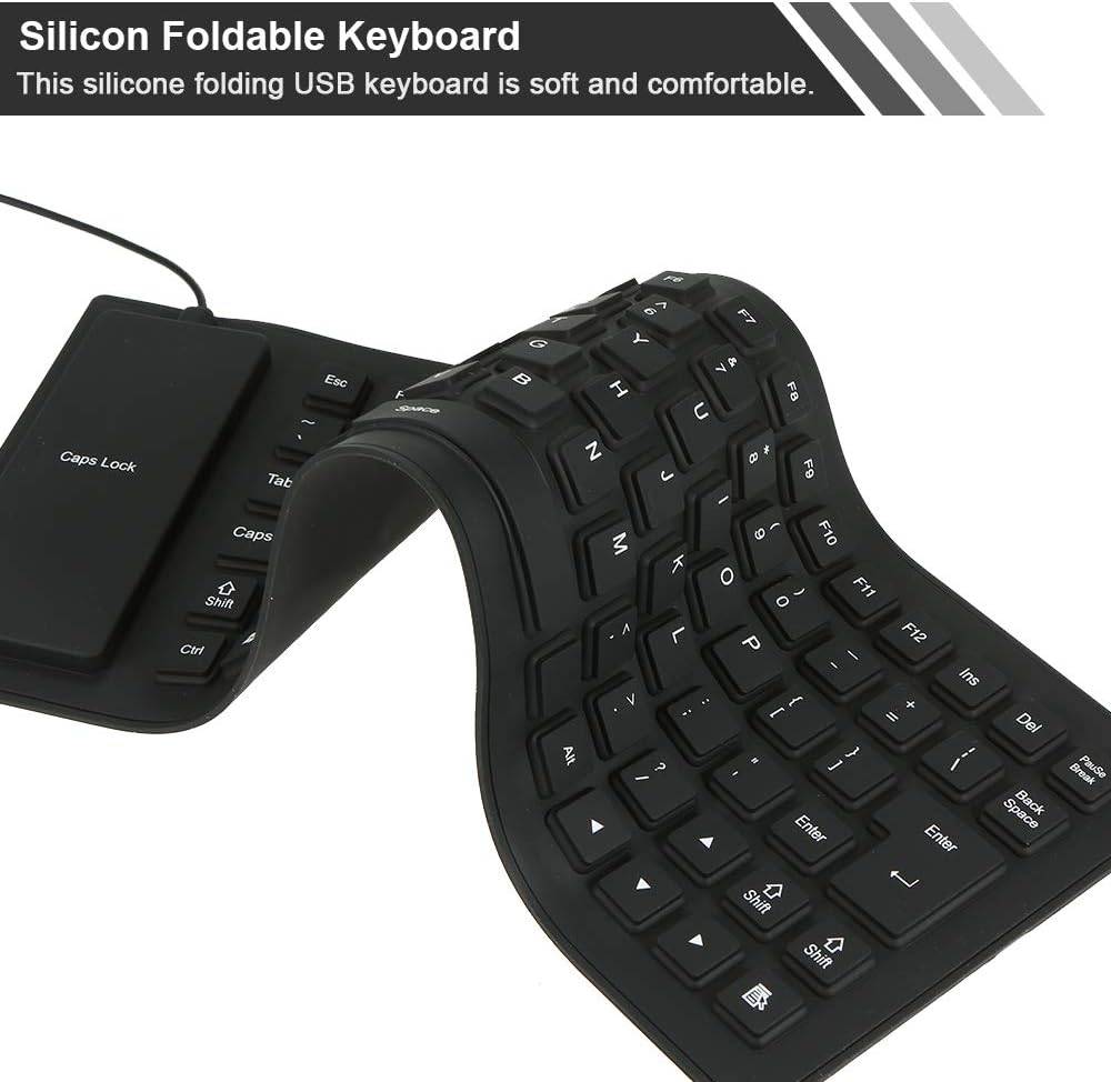 85 Keys Flexible Keyboard USB Interface Foldable and Portable Dustproof Waterproof Black