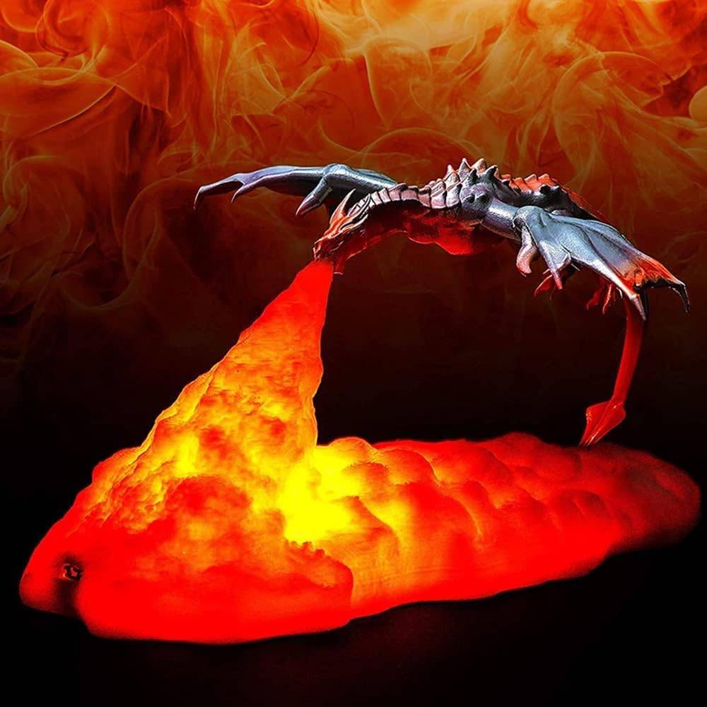 3D Printed Fire Dragon Night Light USB Rechargeable LED Light