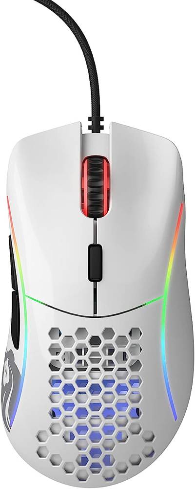 Glorious Gaming Mouse - Glorious Model D Minus Honeycomb Mouse - Superlight RGB PC Mouse - 62 g - Glossy White Wired Mouse