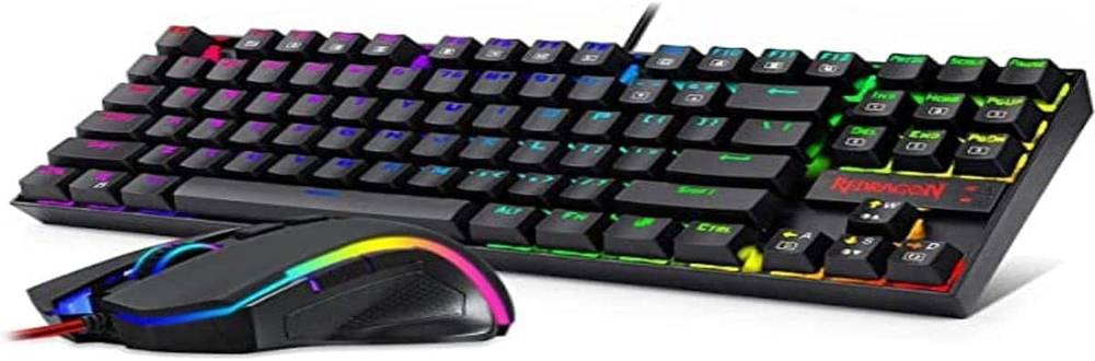 Redragon K552-RGB-BA Mechanical Gaming Keyboard and Mouse Combo Wired RGB LED Backlit 60% with Arrow Key Keyboard &amp; 7200 DPI Mouse for Windows PC Gamers (Tenkeyless Keyboard Mouse Set)