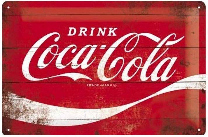 Cartello Tin Sign 20 x 30cm Coca-Cola Logo Red Wave