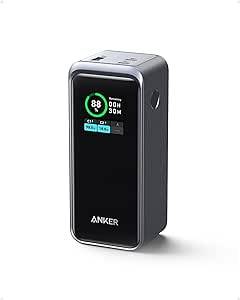 Anker Power Bank Prime 200W External Battery Digital Display 2 x USB C & 1 A Port Compatible with iPhone 14 13, Samsung, MacBook, Dell and More Black 20000 mAh Lithium
