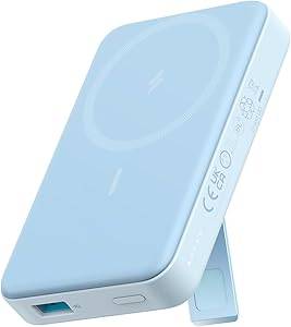 Anker Magnetic Wireless Portable Foldable Power Bank with Magnetic Battery 10000mAh 633, Blue