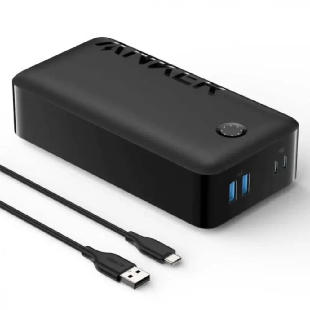 Anker Power Bank 20000mAh, 30W, Built-in USB-C Cable, Black