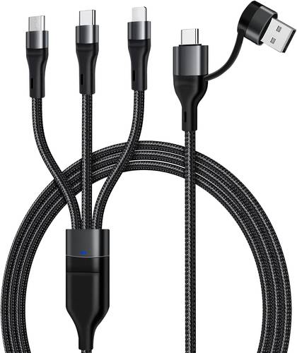 100W USB C to Multi Charging Cable, 6A 6 in 1 USB A to C PD, Braided Fast Charging Cord with Type C/Micro Connectors Universal Charger Sync for Laptop/Tablet/Phone