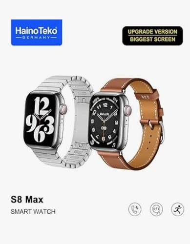 ساعة هينو تيكو S8 MAX ساعة ذكية مع حزامين ستانلس ستيل وجلد بنى 