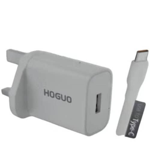 شاحن حائط Hoguo مع كابل من النوع C ومنفذ USB بقدرة 18 وات 