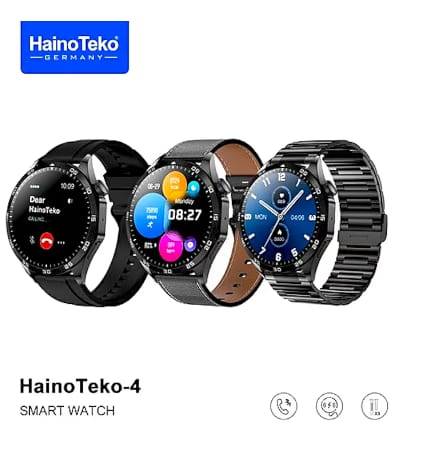 ساعة ذكية GT4 Amoled شكل دائري مقاوم للماء مع 3 أزواج من الأشرطة