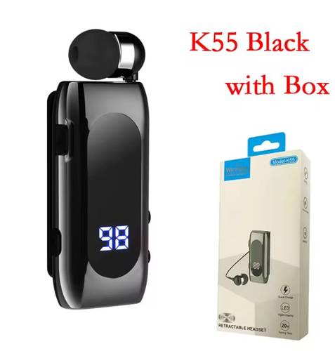 سماعة رأس K55 لاسلكية داخل الأذن قابلة للسحب