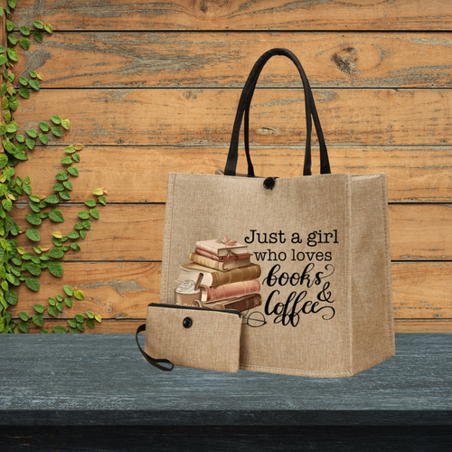 Just a girl Who Loves Books and Coffee Tote bag in beige
