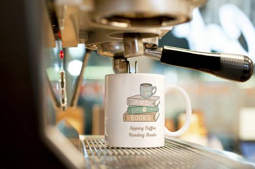 Sipping Coffee Reading Books Mug
