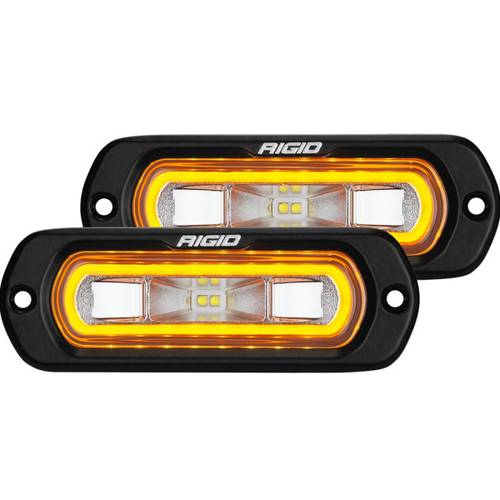 RIGID SR-L Series Off Road Spreader Pod with Halo - Flush Mount - Amber - Pair