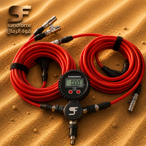 نظام تعبئة الأربع كفرات SandForce – لي هواء 7 متر مع مقياس ضغط ديجيتال