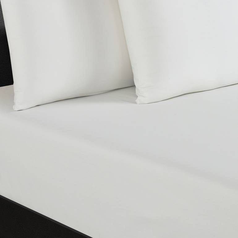 شرشف سرير أبيض مع مطاط مع لباس المخدة