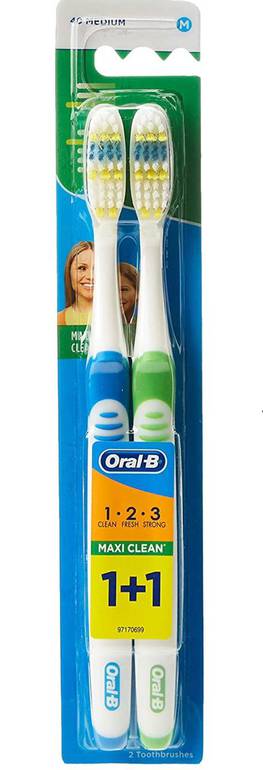 فرشاة اسنان 1.2.3 متوسطة 1+1  ORAL-B 