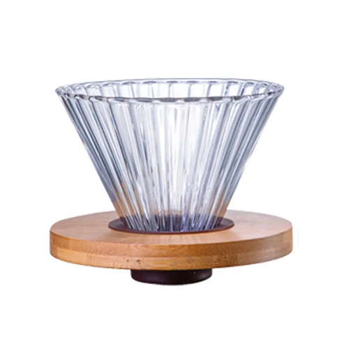 4 Cups Dripper - Clear Glass & Bamboo
