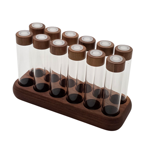 Coffee Bean Storage Container with Wooden Base – 12 Jars