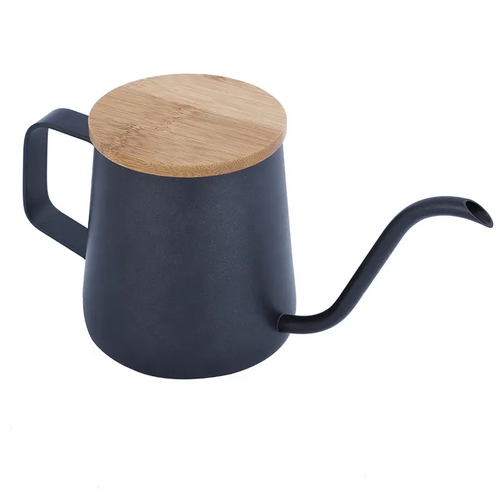 250ml Coffee Kettle - Black - Stainless Steel & Bamboo