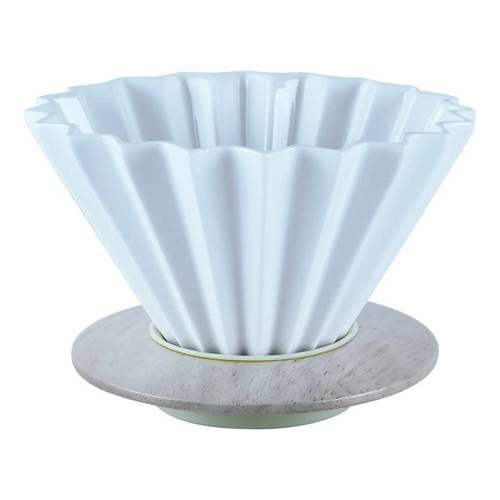 Glass Coffee Dripper With Wood Base - Size 04 - White