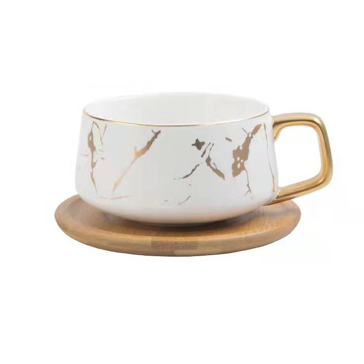 Large 300ml coffee cup with white marble touch