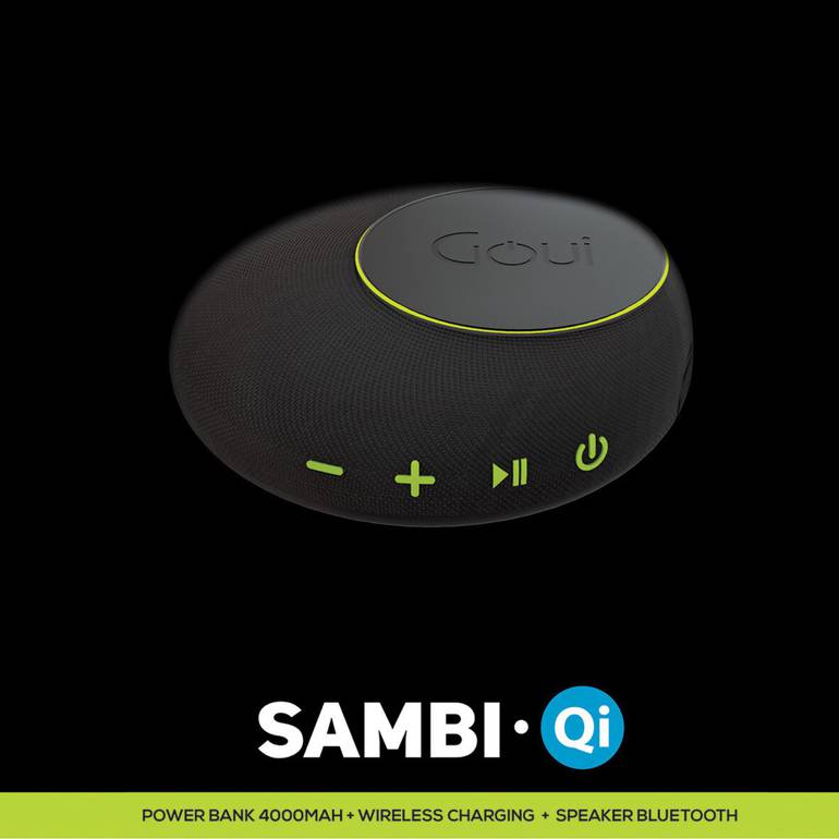 سامبي SAMBI-QI من قوي مكبر صوت +شاحن لاسلكي 10 واط + بطارية متنقلة 4000 ملي أمبير