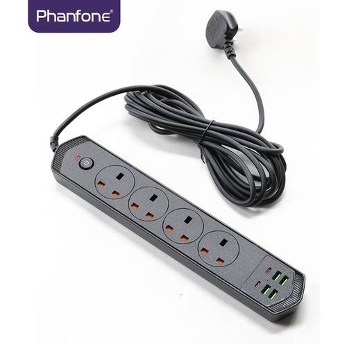 توصيلة كهربائية 5 متر 4 مقابس + 4 منافذ USB + منفذين PD من فان فون