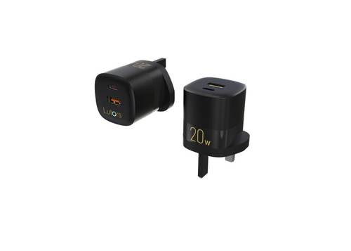 فيش جداري لوترز 20 واط منفذين PD-USB اسود