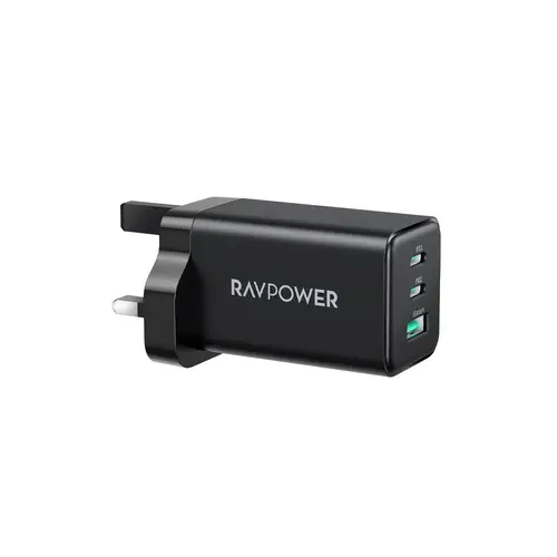 شاحن جداري راف باور بايونير 65 واط منفذين USB-C ومنفذ USB-A - ابيض
