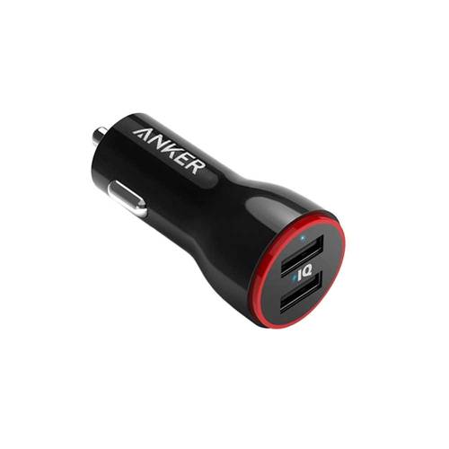 شاحن سيارة أنكر بقوة 24 واط بمنفذين USB-A - أسود